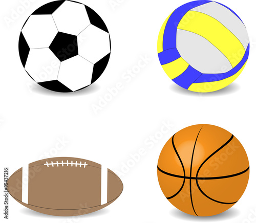 Balls rugby football basketball soccer volleyball