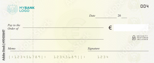 Euro Bank Cheque Vector