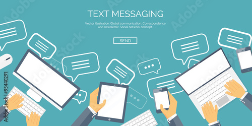 Vector illustration.  Global communication. Social network ,chatting. Emailing and sms. Web calls. Internet