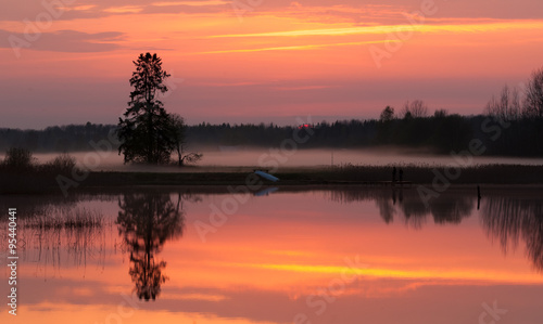 Sunset scene on lake © indukas