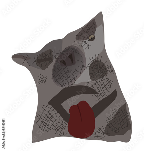 Dog bully with a black eye. Vector illustration. EPS 8.