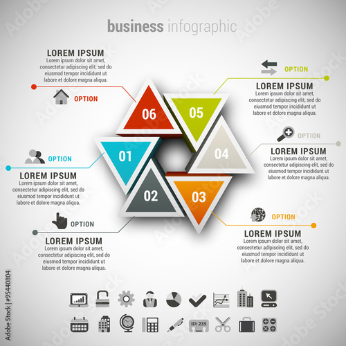 Vector illustration of business infographic made of triangles.