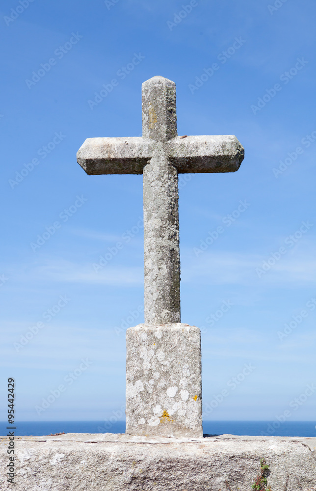 Stone cross on the Spanish coast