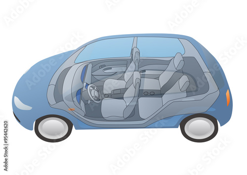 generic vehicle body and interior, vector illustration