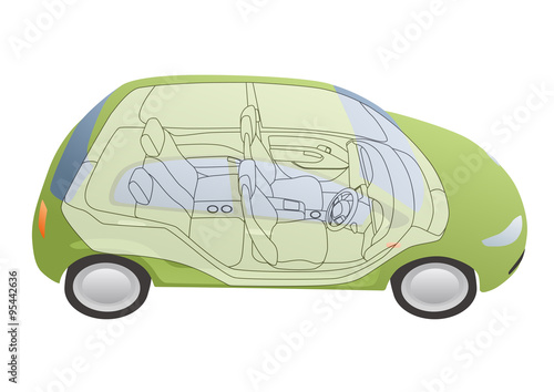 generic vehicle body and interior, vector illustration