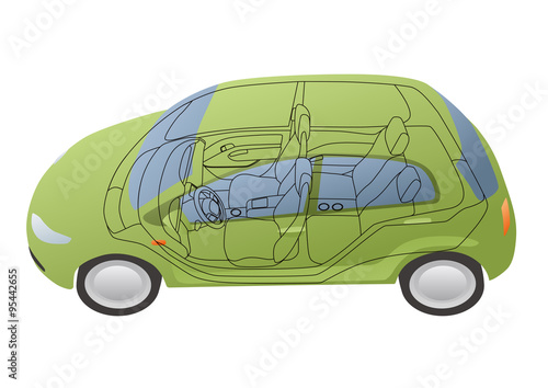 generic vehicle body and interior, vector illustration
