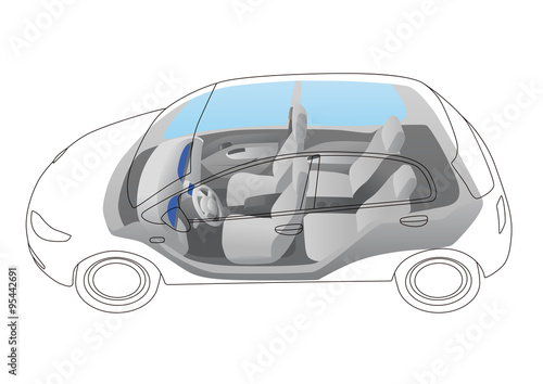 generic vehicle body and interior, vector illustration