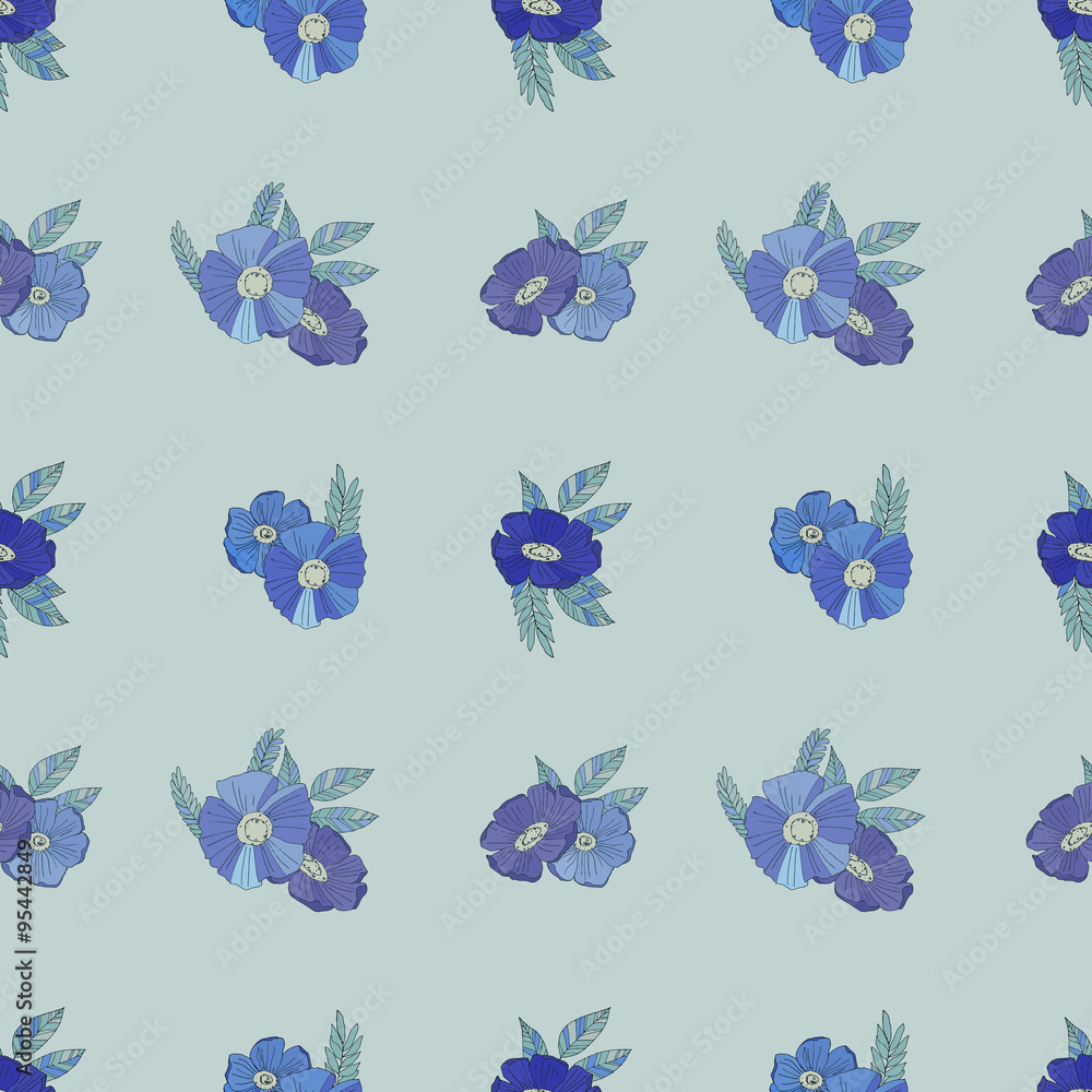 Obraz premium Blue flowers on white background