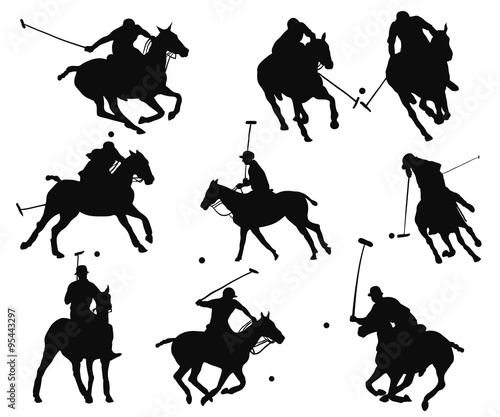 polo players move action iconic slhouette