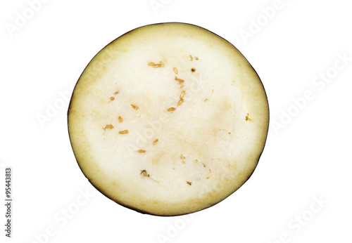 Aubergine slice on white