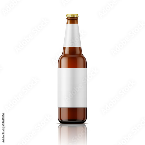Brown beer bottle with labels template.