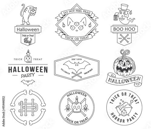 Happy Halloween badges black on white