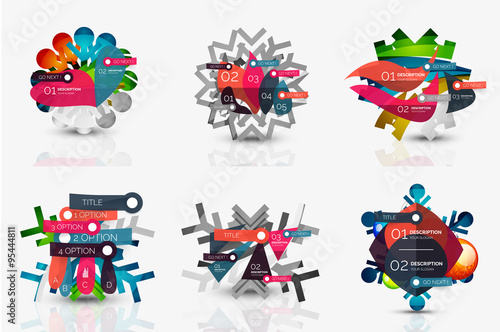 Set of snowflake icons with text labels. Christmas tags concept for your message