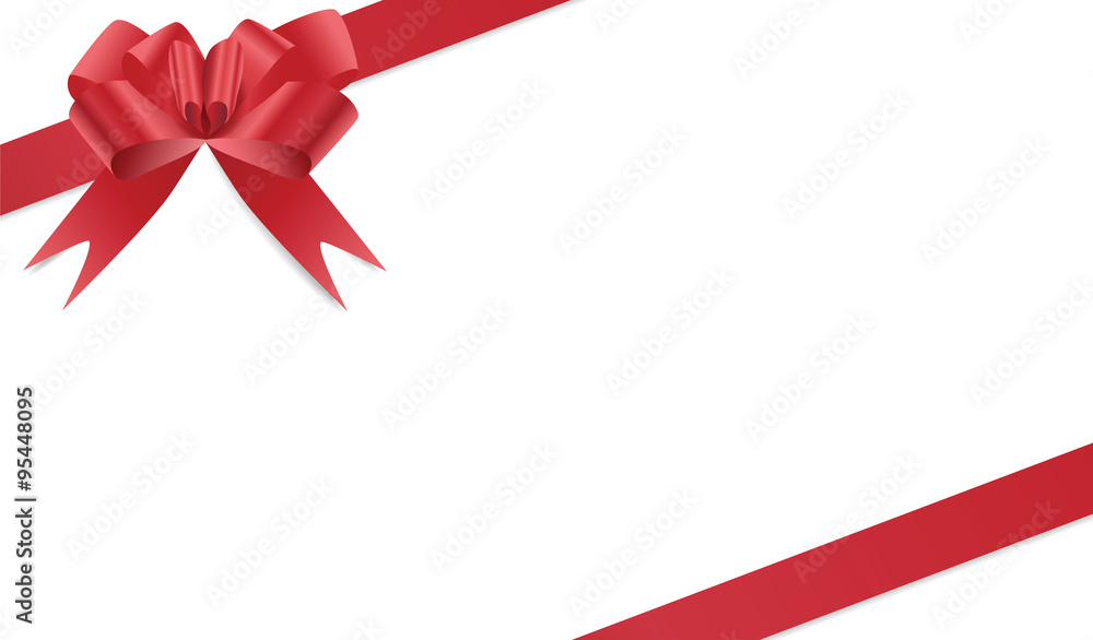 Red bow and two satin ribbons frame isolated on white background, vector eps10 illustration Red bow and two satin ribbons frame isolated on white background, vector eps10 illustration