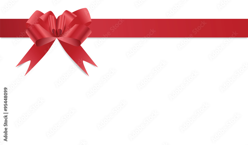 Red bow on satin red ribbon frame isolated on white background, vector eps10 illustration Red bow on satin red ribbon frame isolated on white background, vector eps10 illustration