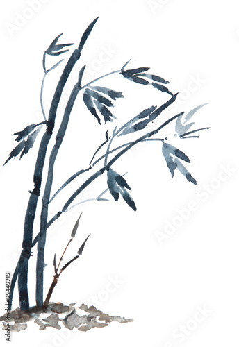 Fototapeta Naklejka Na Ścianę i Meble -  Bamboo tree, watercolor illustrator