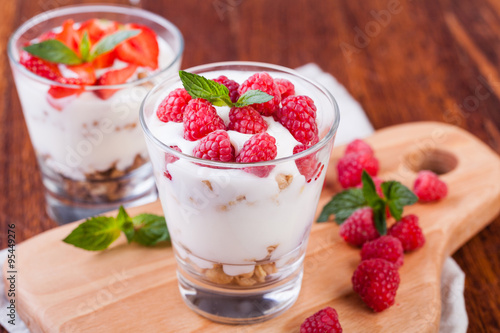 yogurt with muesli and berries