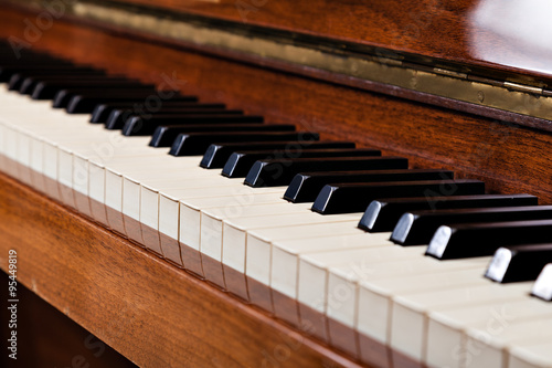 close-up of piano keys