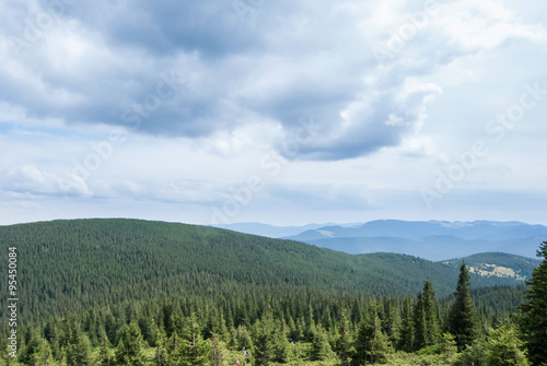 View from Hoverla. Beautiful valley in Carpathian mountains in U