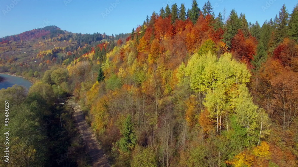 Aerial view of autumn colors Carpathians. Aerial view of autumn colors Carpathians.