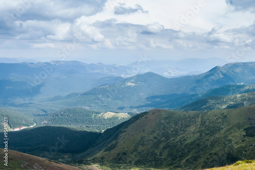 Ukraine Carpathian mountain summer panoramic landscape
