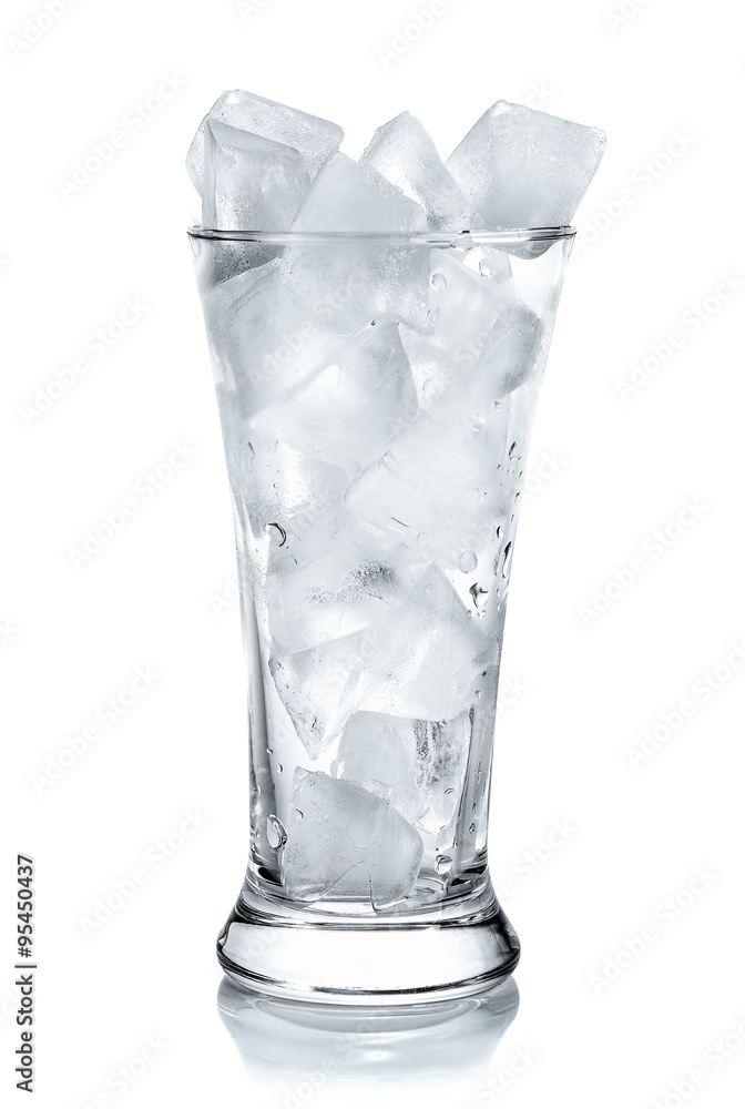 Glass with ice cubes. Isolated on white background Glass with ice cubes. Isolated on white background