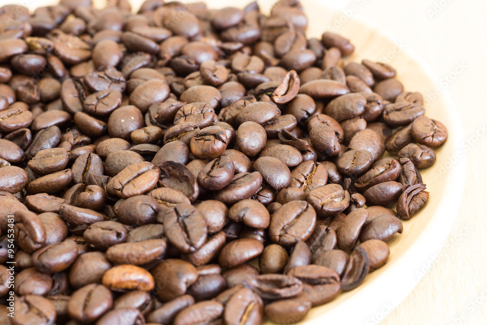 Selective focus roasted coffee beans, can be used as a background