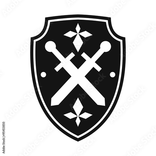 Black shield simple icon