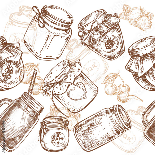 hand drawn jars seamless pattern