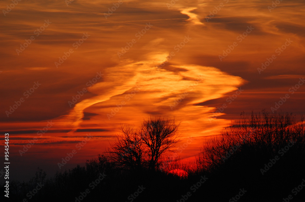 Fototapeta premium Zachód słońca, chmury
