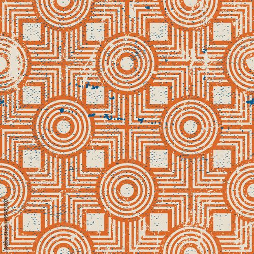 Old geometric seamless pattern, vintage vector repeat background