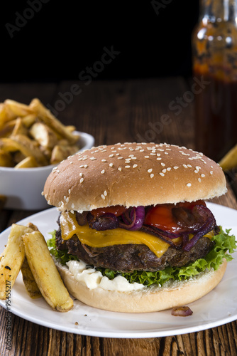 Homemade Burger with French Fries