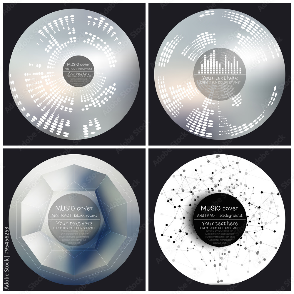 Set of 4 music album cover templates. Abstract vector backgrounds Set of 4 music album cover templates. Abstract vector backgrounds