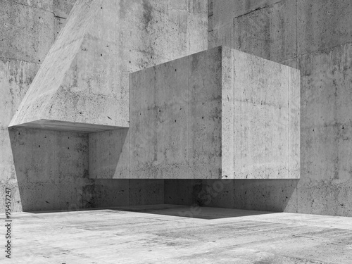 Abstract concrete interior fragment, 3d render