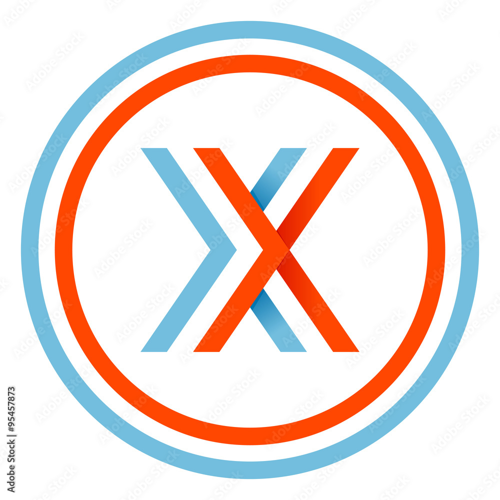 X letter design template. This letters can be used for a sports team or blue white and red flag of the country. X letter design template. This letters can be used for a sports team or blue white and red flag of the country.