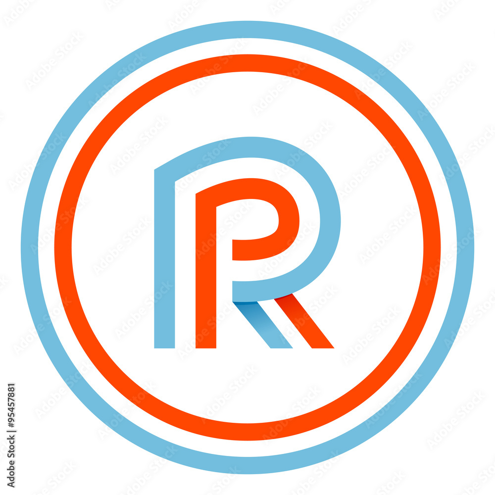R letter design template. This letters can be used for a sports team or blue white and red flag of the country. R letter design template. This letters can be used for a sports team or blue white and red flag of the country.