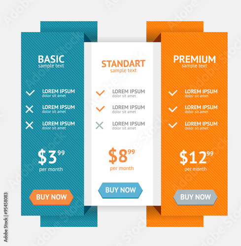 Pricing List. Vector