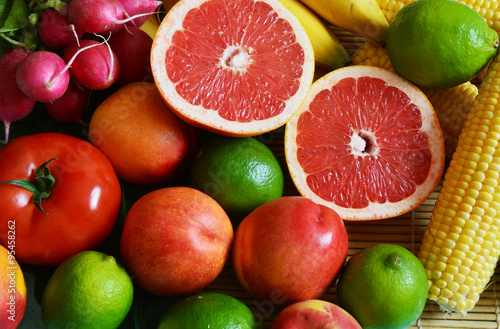 Colorful vegetables and fruits