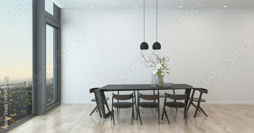 Obraz na płótnie Modern Table and Chairs in Sparse Dining Room