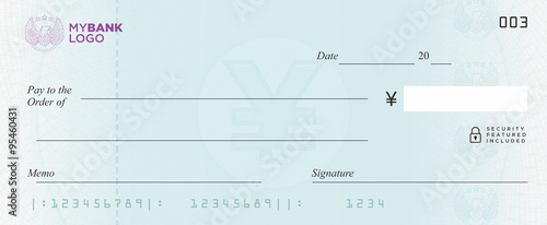 Yen Bank Cheque Vector
