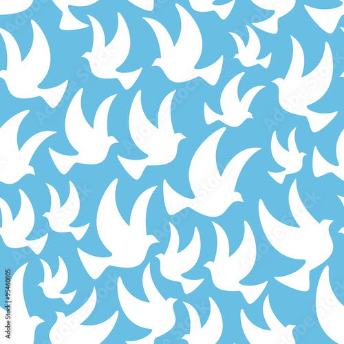 white dove in the blue air seamless pattern eps10