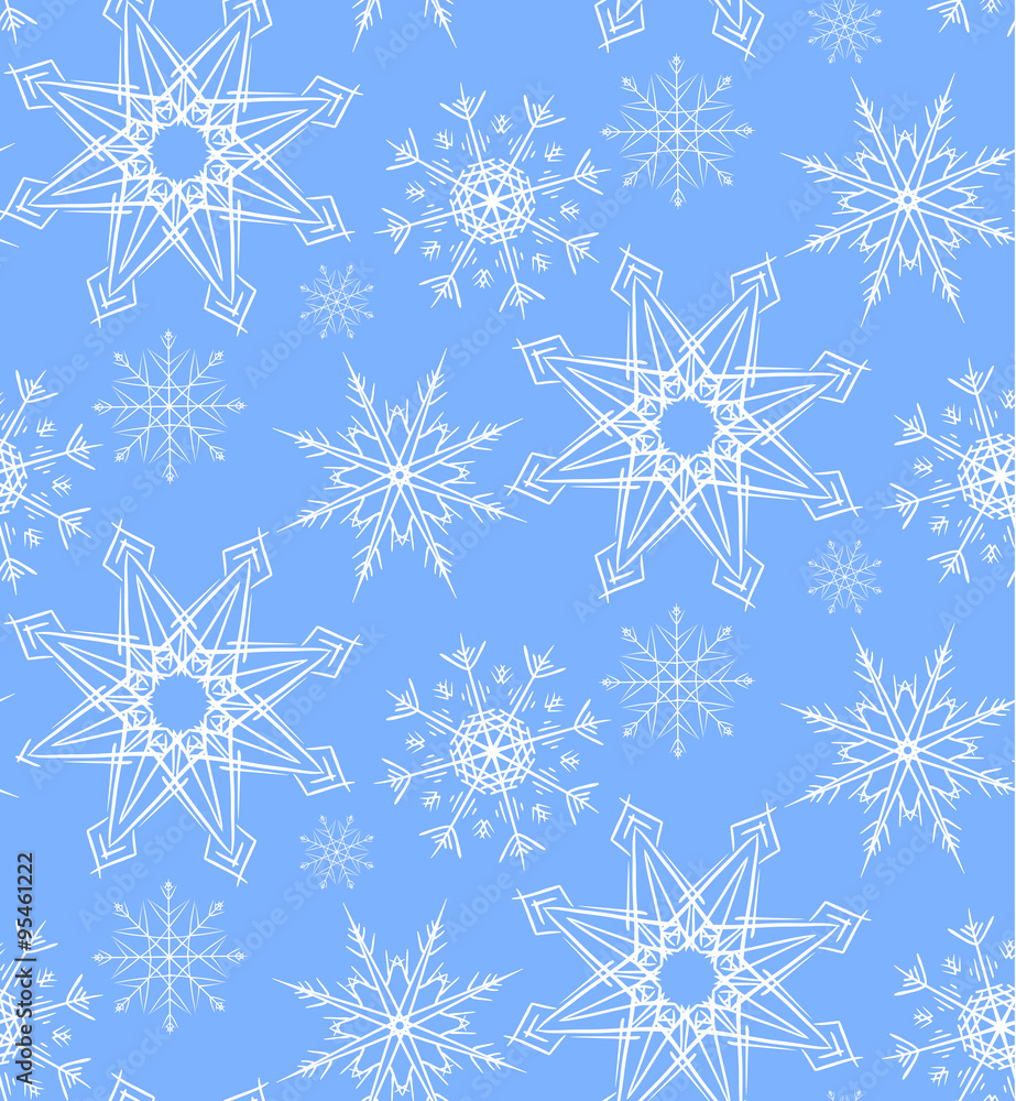 Seamless pattern with doodle snowflakes for your creativity