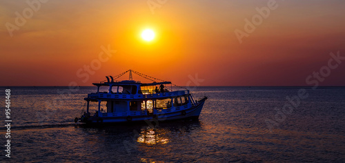 boat in sunrise summer