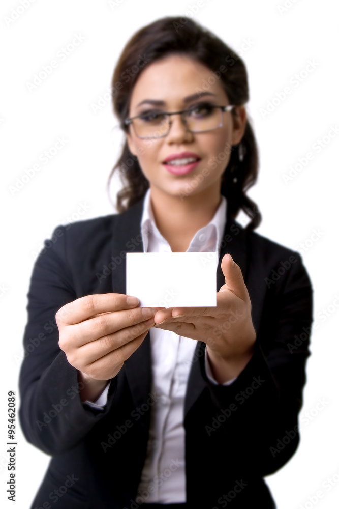 the business card in the business woman's hand the business card in the business woman's hand