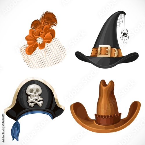 Set of hats for the carnival costumes - female retro hat, witch