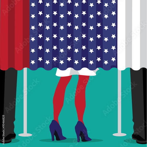 Woman and men voting flat design. EPS 10 vector illustration, grouped for easy editing. 