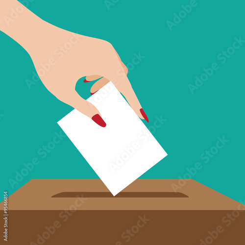 Woman voting flat design. EPS 10 vector illustration, grouped for easy editing. 
