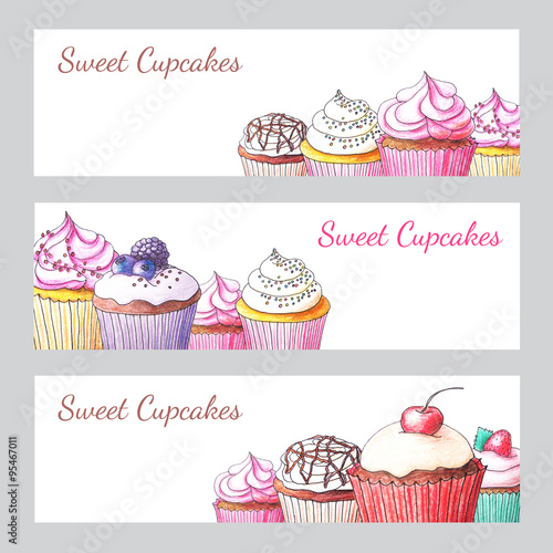 Set of cupcake banner