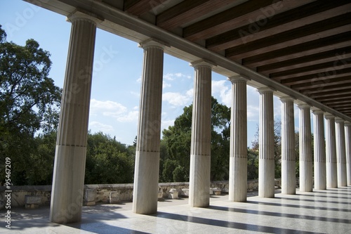 Corridor with Greek pillars