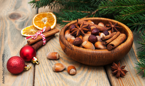 nuts and spices for christmas cake